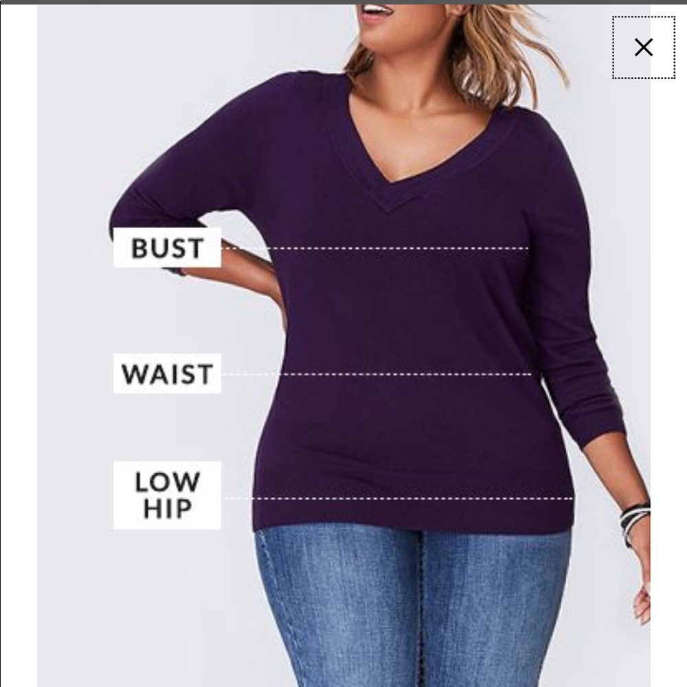 Lame Bryant sizing chart